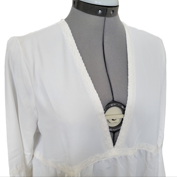 NWT White Oversized Peasant Lace Flowy Boho Cottage Core Dress Size Medium Large - Picture 2 of 11